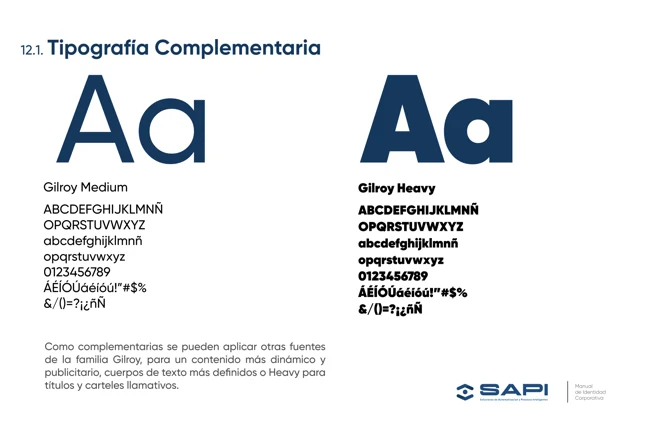 Tipografía complementaria — SAPI
